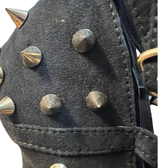 Charlotte Russe Spike Platform Stiletto Goth CrossStrap Vegan Suede Shoes Size 7 - Picture 6 of 14